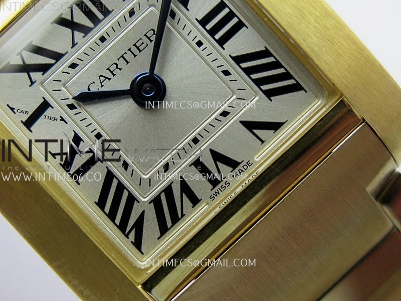 Tank Francaise Ladies 21.2mm YG 8848F 1:1 Best Edition Silver Dial on YG Bracelet Ronda Quartz V2